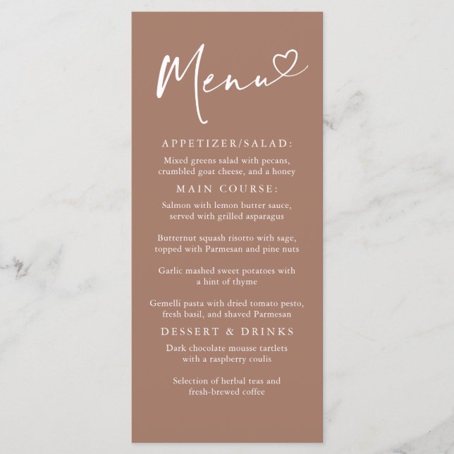 Elegant Modern Minimalist Light Brown Menu Meny (Framsida)