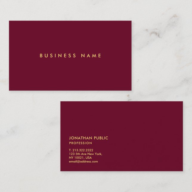 Elegant Modern Minimalist Mall Template Guldtext Visitkort (Fram/baksida)
