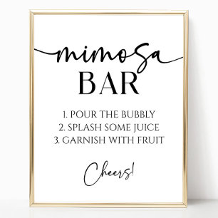 Elegant Modern Minimalist Mimosa Pub-tecken Poster