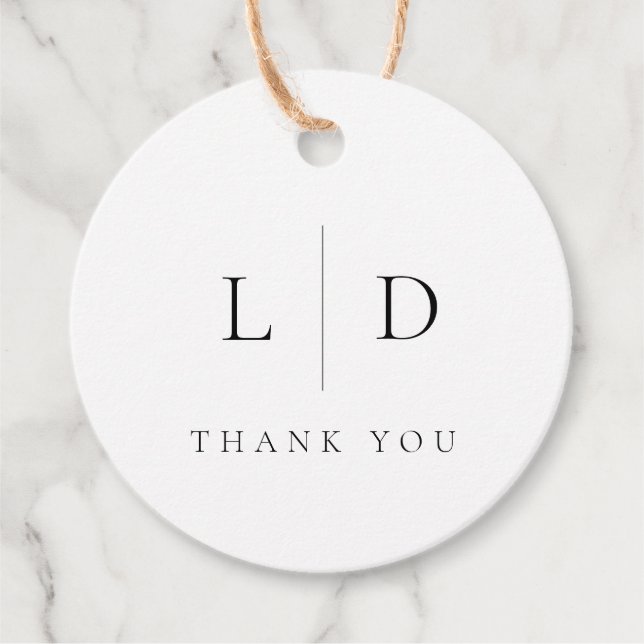Elegant Modern Minimalist Monogram Bröllop Gåvor Etiketter (Framsida)