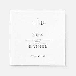 Elegant Modern Minimalist Monogram Bröllop Pappersservett