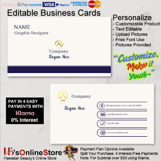 Elegant Modern Minimalist Navy Blue Cream Pearl Visitkort