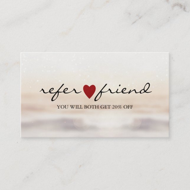 Elegant Modern Minimalist Red Heart Referral Card Visitkort (Framsida)