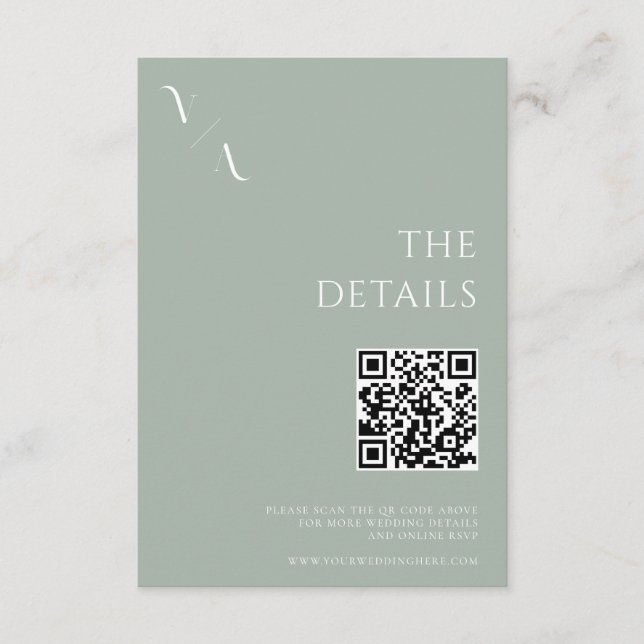 Elegant Modern Minimalist Sage Grönt Bröllop Tilläggskort (Framsida)