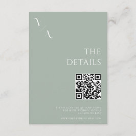 Elegant Modern Minimalist Sage Grönt Bröllop Tilläggskort