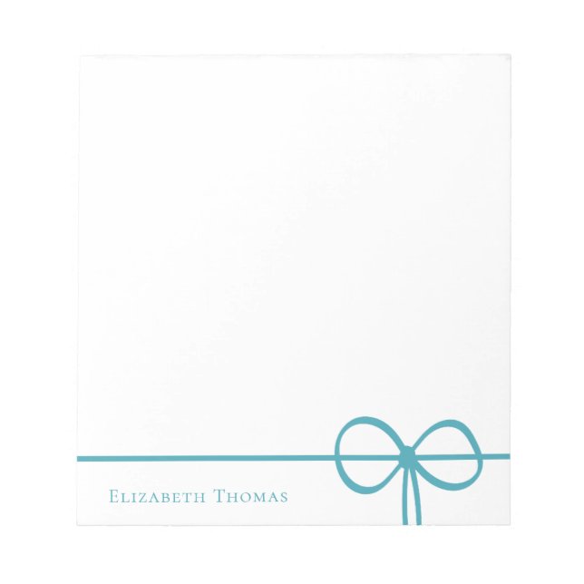 Elegant Modern Minimalist Stylish Blue Bow Anteckningsblock (Framsida)