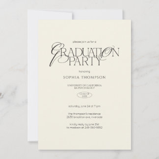 Elegant Modern Minimalist Typography Graduation Inbjudningar