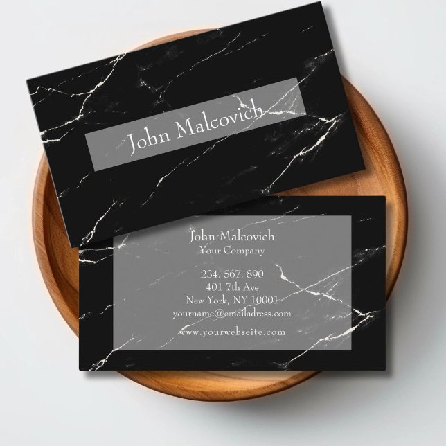 Elegant modern minimalistic Marmor Schwarz Weiß Visitkort (Elegant modern minimalist marble black and white business card)