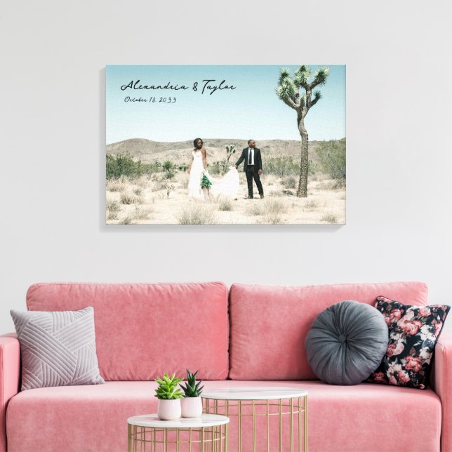 Elegant Modern minimalistisk Bröllop-fotoarbetsyta Canvastryck (Insitu (Vardagsrum))