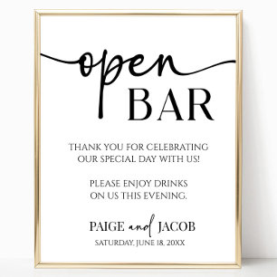 Elegant Modern Minimalistisk Bröllop Open Pub-sign Poster