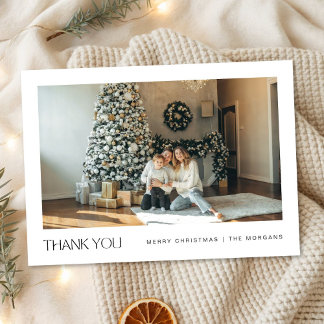Elegant Modern Minimalistisk Familjefoto Jul Tack Kort