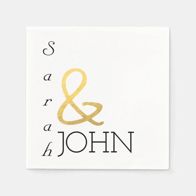elegant modern minimalistisk faux guld bröllop pappersservett (Framsidan)