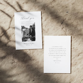 Elegant Modern minimalistisk fotoskrift Bröllop Tack Kort