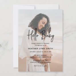 Elegant Modern minimalistisk Hej Fotobabydusch Inbjudningar