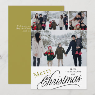Elegant Modern Minimalistisk Jul Familj 4 Foto Julkort