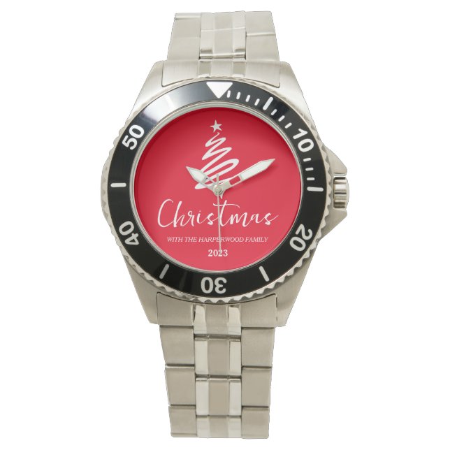 Elegant Modern minimalistisk julfamilj Namn Armbandsur (Framsida)