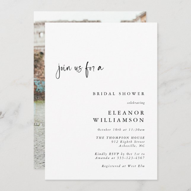 Elegant Modern Minimalistisk Möhippa för foto Inbjudningar (Fram/baksida)