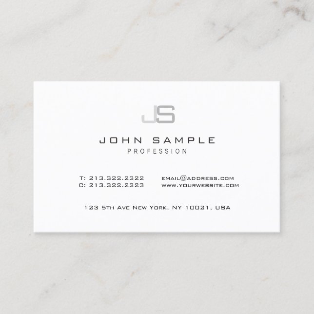 Elegant Modern Minimalistisk monogrammall Visitkort (Framsida)