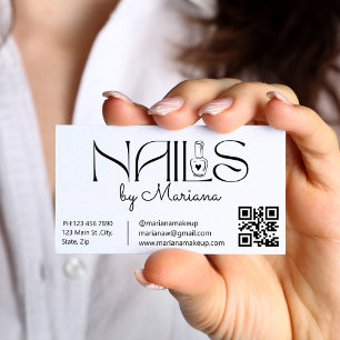 elegant modern minimalistisk qr-kod nagelkonstnär visitkort