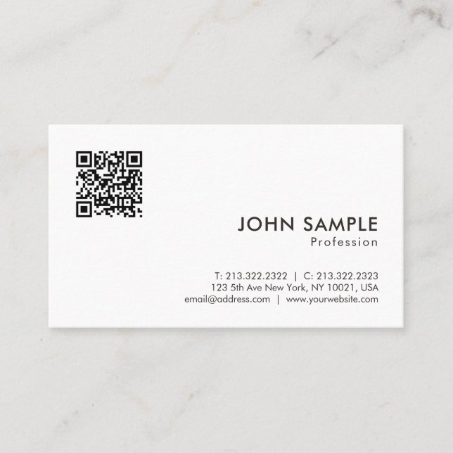 Elegant Modern Minimalistisk QR-kodmall Matt Visitkort (Framsida)