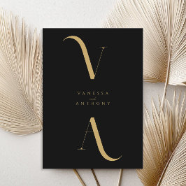 Elegant Modern minimalistisk svart och Guld Bröllo Inbjudningar