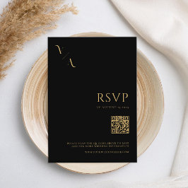 Elegant Modern minimalistisk svart och Guld Bröllo OSA Kort