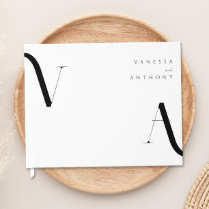 Elegant Modern Minimalistisk Svart och Vit Bröllop Gästböcker