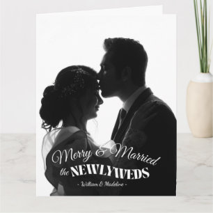Elegant Modern Minimalistisk Svart Och Vit Nygift Kort