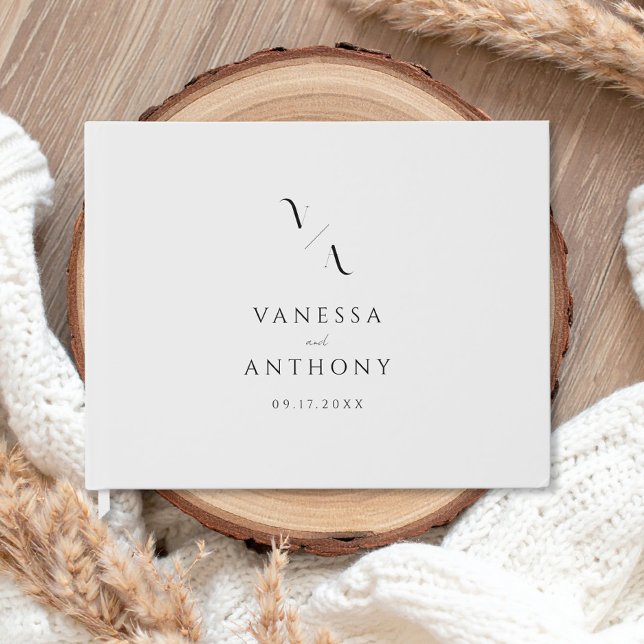 Elegant Modern minimalistisk svart och vitt Bröllo Gästböcker (Skapare uppladdad)