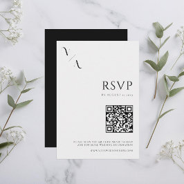 Elegant Modern minimalistisk svart och vitt Bröllo OSA Kort