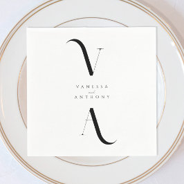 Elegant Modern minimalistisk svart och vitt Bröllo Pappersservett