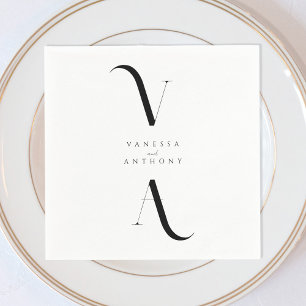 Elegant Modern minimalistisk svart och vitt Bröllo Pappersservett