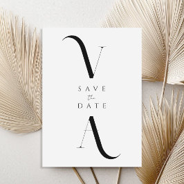 Elegant Modern minimalistisk svart och vitt Bröllo Spara Datumet