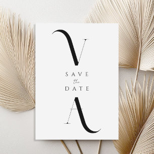 Elegant Modern minimalistisk svart och vitt Bröllo Spara Datumet