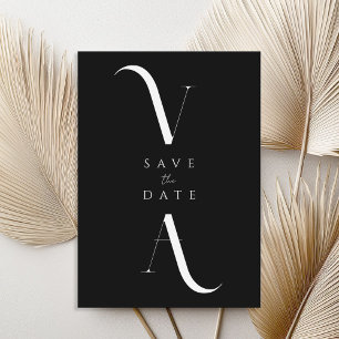 Elegant Modern minimalistisk svart och vitt Bröllo Spara Datumet
