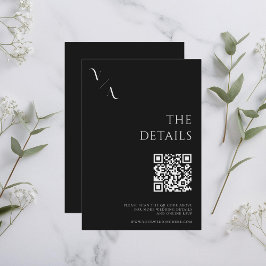 Elegant Modern minimalistisk svart och vitt Bröllo Tilläggskort