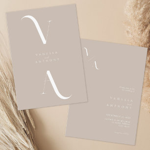 Elegant Modern minimalistisk Taupe Bröllop Inbjudningar