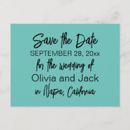 Elegant Modern Minimalistisk turkos Spara datum Vykort