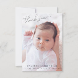 Elegant Modern Minimalistisk Två Bebis Foto Födels Tack Kort