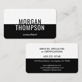 Elegant Modern minimalistisk vit svart, vit, platt Visitkort