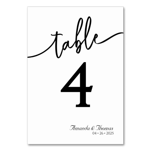 Elegant Modern Minimalistiskt Bord-kort Bordsnummer (Framsidan)