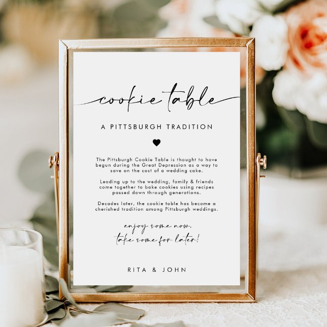 Elegant Modern Minimalistiskt Kakbord Bröllopsskyl Poster (Skapare uppladdad)