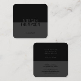 Elegant Modern minimalistiskt vanligt svart Grått Fyrkantigt Visitkort
