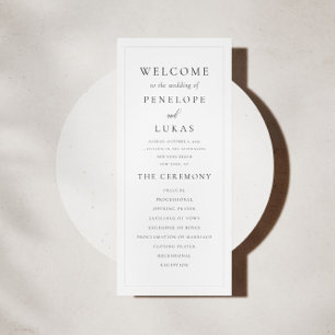 Elegant Modern Minimum Bröllop Ceremony Program