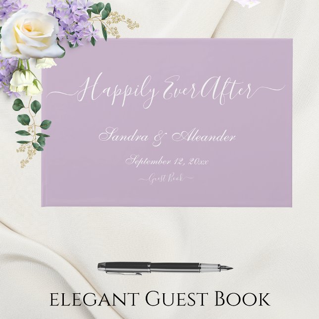 Elegant Modern Minimum Lavender Lila Bröllop Gästböcker (Skapare uppladdad)