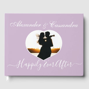 Elegant Modern Minimum Lavender Lila Bröllop Gästböcker