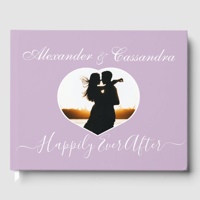 Elegant Modern Minimum Lavender Lila Bröllop Gästböcker (Framsida)