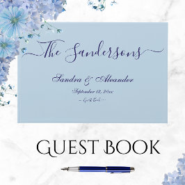 Elegant Modern Minimum Light Fransk Blue White Gästböcker