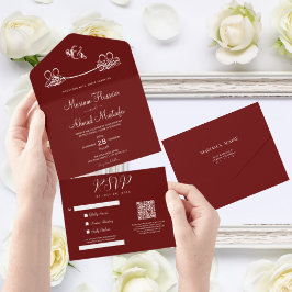 Elegant Modern Minimum Mörk Red Islamic Nikah