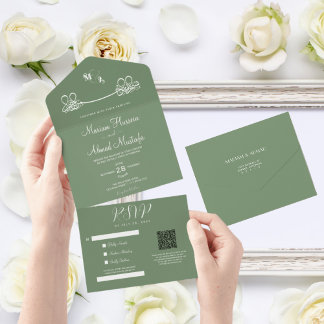 Elegant Modern Minimum Sage Grönt Islamic Nikah